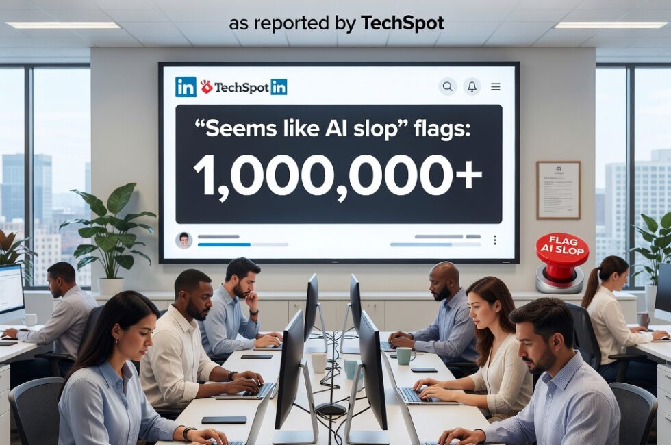 LinkedIn users clicking the Seems like AI slop button more than one million times to flag AI-generated posts on the professional social network, as reported by TechSpot.
